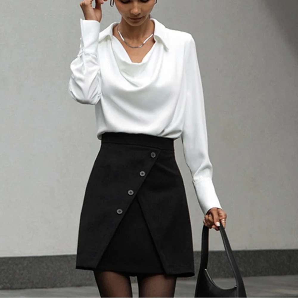 Cowl Neck Long Sleeve Blouse